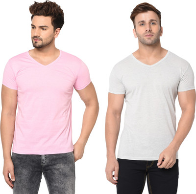 Adorbs Trend Solid Men V Neck White T-Shirt