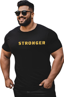 KART BLACK Self Design Men Round Neck Black T-Shirt