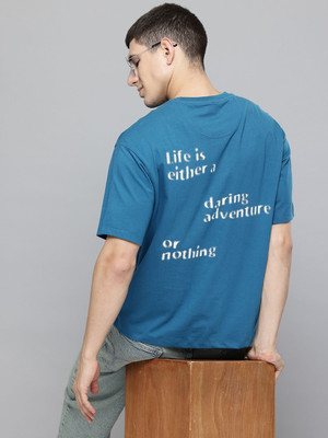 AEROPOSTALE Printed Men Round Neck Blue T-Shirt