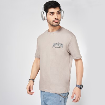 PEOPLE Solid Men Round Neck Grey T-Shirt