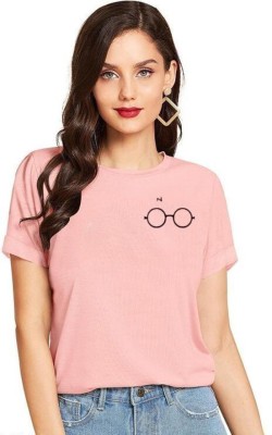 Cintia Printed Women Round Neck Pink T-Shirt
