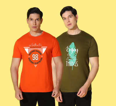 WOOSTRO Typography Men Round Neck Multicolor T-Shirt