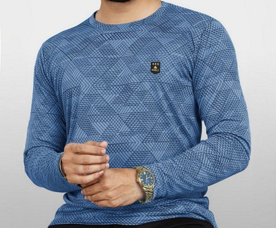 AVOLT Self Design Men Round Neck Grey T-Shirt