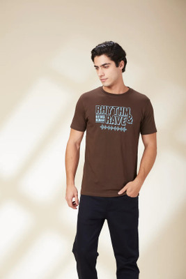BEING HUMAN Printed Men Polo Neck Beige T-Shirt
