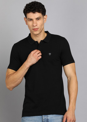INTEGRITI Solid Men Polo Neck Black T-Shirt