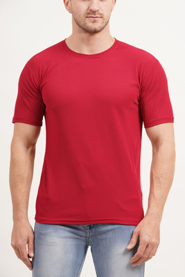 Pavis Solid Men Round Neck Red T-Shirt