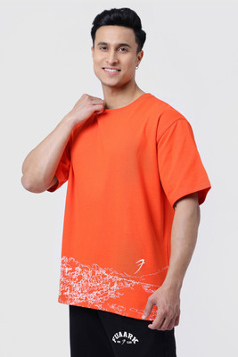 FuaarK Solid Men Round Neck Orange T-Shirt