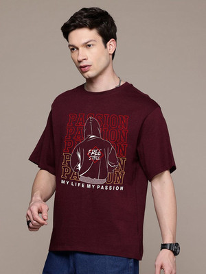 Moda Rapido Graphic Print Men Round Neck Maroon T-Shirt
