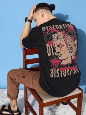 DIFFERENCE OF OPINION Graphic Print, Typography Men Round Neck Black T-Shirt