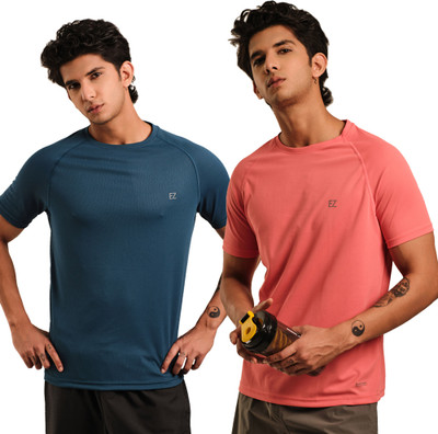 Sirtex Eazy Solid Men Round Neck Blue, Red T-Shirt
