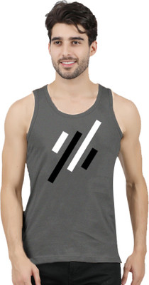 JUGULAR Printed Men Scoop Neck Grey T-Shirt
