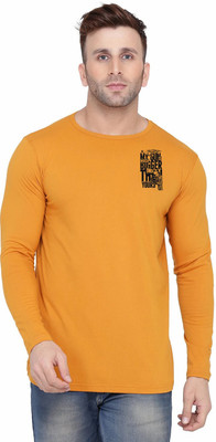 GEUM Printed Men Round Neck Gold T-Shirt