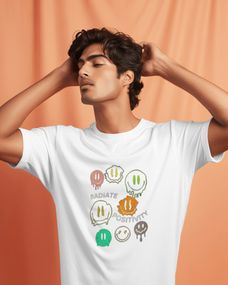 eco runner Printed Men Round Neck White T-Shirt