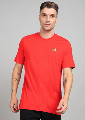 ADIDAS Solid Men Round Neck Red T-Shirt