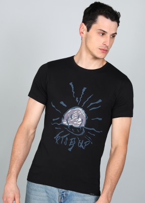 KETCH Printed Men Round Neck Black T-Shirt