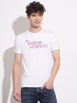 BEING HUMAN Graphic Print Men Round Neck White T-Shirt