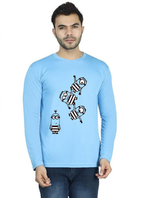 LV CARE Printed Men Round Neck Blue T-Shirt