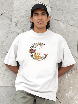 CKSEmbroidery Embroidered Men Round Neck White T-Shirt