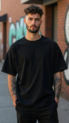 PrintingPixels Solid Men Round Neck Black T-Shirt