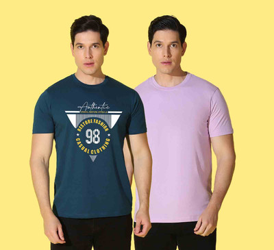 WOOSTRO Printed Men Round Neck Multicolor T-Shirt