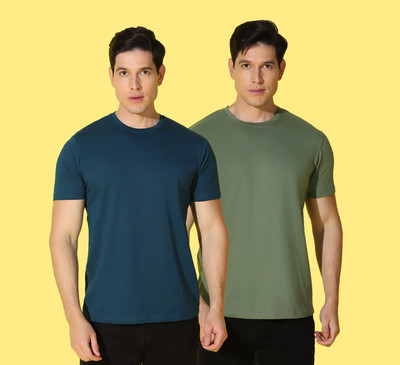 WOOSTRO Printed, Solid Men Round Neck Multicolor T-Shirt