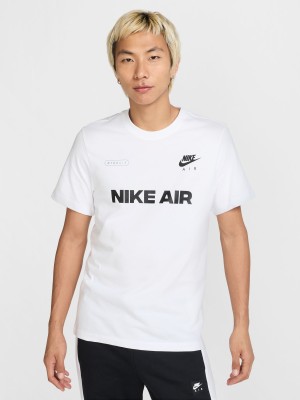 NIKE Printed Men Round Neck White T-Shirt