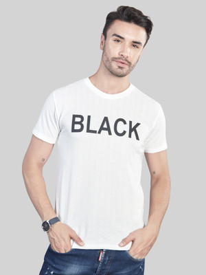 BE POSITIVE Printed Men Round Neck White T-Shirt