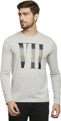 BEING HUMAN Solid Men Crew Neck Grey T-Shirt