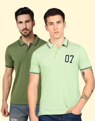 INKKR Solid Men Polo Neck Multicolor T-Shirt