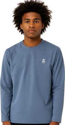 HOTMOD Self Design Men Round Neck Blue T-Shirt