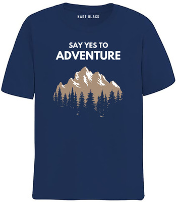 KART BLACK Self Design Men Round Neck Navy Blue T-Shirt