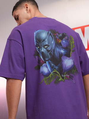 HIGHLANDER Printed Men Round Neck Purple T-Shirt