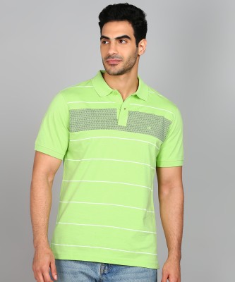 Raymond Printed Men Polo Neck Green T-Shirt