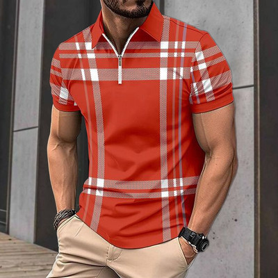 NB NICKY BOY Checkered Men Polo Neck Red T-Shirt