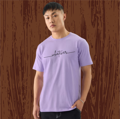 RARFASHIONATER Printed Men Round Neck Purple T-Shirt