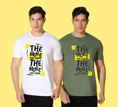 WOOSTRO Printed Men Round Neck Multicolor T-Shirt