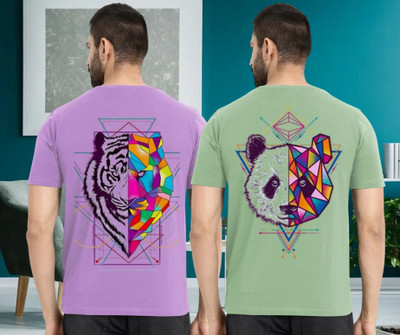 Lecowar Graphic Print Men Round Neck Multicolor T-Shirt