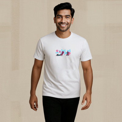 Rimore Clothing Graphic Print Men Round Neck White T-Shirt