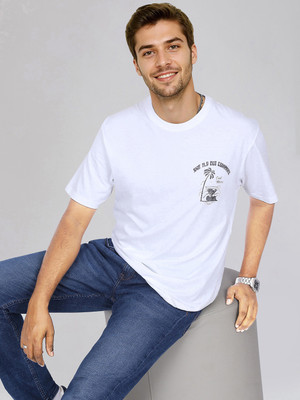 LEE Printed Men Crew Neck White T-Shirt