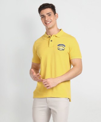 U.S. POLO ASSN. Solid Men Polo Neck Yellow T-Shirt