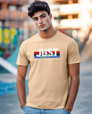 Magneto Printed Men Round Neck Beige T-Shirt
