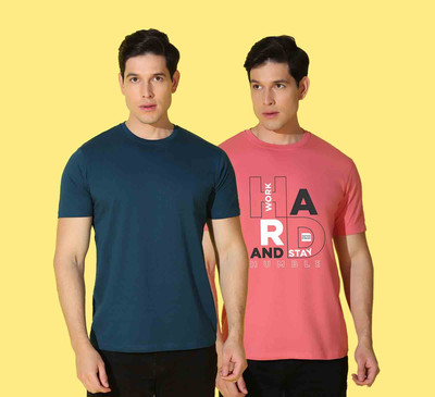 WOOSTRO Printed Men Round Neck Multicolor T-Shirt