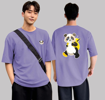 Hikaru Printed Men Round Neck Purple T-Shirt