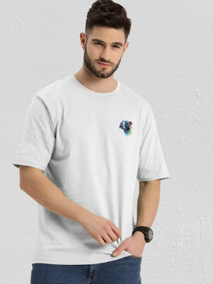 Dark Drive Printed Men Round Neck White T-Shirt