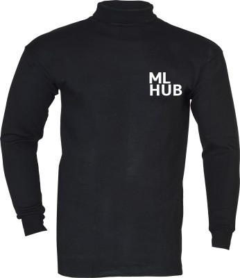 ML HUB Solid Men Round Neck Black T-Shirt