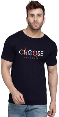 SLOWLORIS Printed Men Round Neck Blue T-Shirt