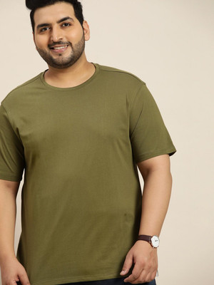 RULEDBYSUN Solid Men Round Neck Green T-Shirt
