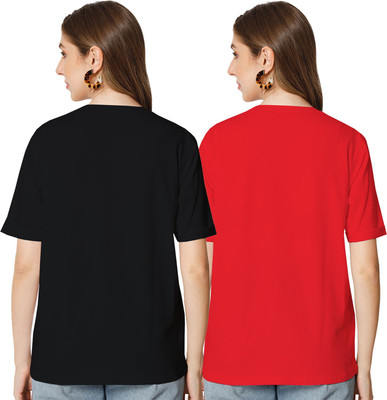 SHAUN Self Design Women Round Neck Multicolor T-Shirt