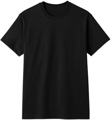 TeeStores Solid Men Round Neck Black T-Shirt