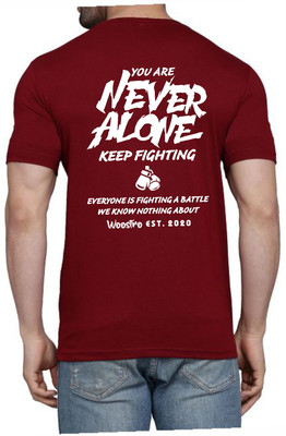 WOOSTRO Printed Men Round Neck Maroon T-Shirt